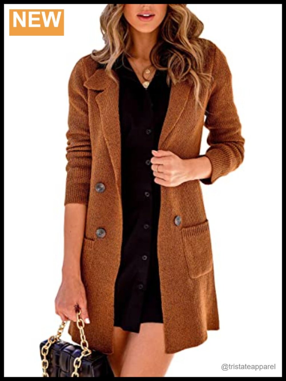 Women's Open Front Cardigan Button Down Long Sleeve Knit Sweater Coat